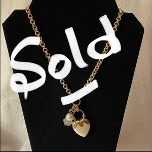 Chunky Rolo Link Gold Necklace w/3 Beautiful Charms